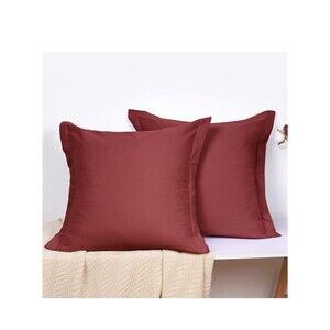 Pillow Covers Red 16 x 16 In Set of 2 Washed Microfiber Throw Pillow Sham D1